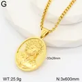 Vintage 3D Jesus portrait pendant necklace in gold-plated stainless steel for men - 18K Gold / Gold - Jesus Portrait (Style 8)