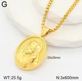 3D retro portrait relief gold pendant with stainless steel necklace chain - 18K Gold / Gold - Vintage Relief Portrait (Style 10)