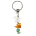 Natural crystal chip keychain with silver metal ring and colorful stones - Crystal Gravel Style