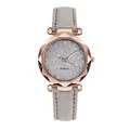 Elegant women's quartz watch with silver glitter dial and grey suede leather strap - Watch Only / Gray