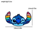 Cute Stitch enamel pin with rainbow ears, creative metal brooch for bag accessories - XZ2325-2