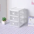 3-tier white desktop storage organizer with clear ribbed drawers, 13x16.5x20.5cm - 3-Layer / White