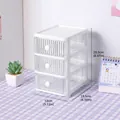 3-tier white desktop storage organizer with clear ribbed drawers, 13x16.5x20.5cm - 3-Layer / White