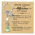 Natural crystal stone keychain with Moonstone and Aventurine on gift card - Difference Card + Heart Gravel