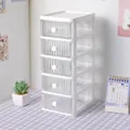 White 5-layer desktop storage drawer organizer for cosmetics and stationery use - 5 Layers / White