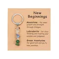 Natural crystal stone chip keychain on gift card with Moonstone, Labradorite, and Aventurine - Beginnings Card + Crystal Gravel 2
