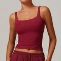 Slim fit burgundy yoga tank top for women for professional gym and outdoor running - S / Cherry Red