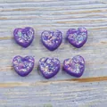 Perle a cuore in resina viola con scaglie di opale sintetico per gioielli fai da te DIY. - Perla Cuore 12mm con Foro 1,5mm / Viola