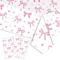 Set stoviglie usa e getta con fiocco rosa e stelle per decorazioni festa bambina - Tovaglia Fiocco Rosa a Festone