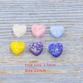 Assorted multicolor synthetic opal resin heart beads 12mm for DIY jewelry accessories - 12mm Heart Bead with 1.5mm Hole / Random Mixed Colors