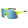 Sportieve winddichte outdoor zonnebril met neongeel frame en blauwe spiegelglazen - Groen Zwart Frame / Groene Gespiegelde Lens