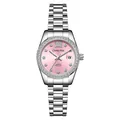 Orologio al quarzo da donna con quadrante rosa e cinturino in acciaio con diamanti - Quadrante Rosa