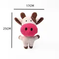 Soft corduroy plush cow squeaky dog toy showing dimensions of 17cm width and 25cm height - Cow