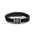 Pulsera de cuero trenzado de doble capa personalizada con nombres grabados para hombre - Estilo de 2 cuentas