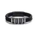 Pulsera de cuero trenzado doble personalizada para hombre con cuentas grabadas - Estilo de 4 cuentas