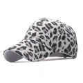 Stylish leopard print baseball cap with a curved brim in black and white tones. - Gray / One Size