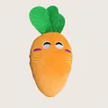 Cute carrot-shaped plush squeaky dog toy with embroidered facial features in orange - New Carrot