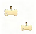 Minimalist golden bone-shaped pet ID tag with hollow paw detail in stainless steel. - 50*28*1.8mm Hollow Paw / Gold