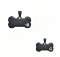 Black bone-shaped stainless steel pet ID tag with hollow paw print design for dogs - 50*28*1.8mm Hollow Paw / Black