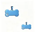 Durable blue bone-shaped stainless steel pet ID tag featuring a hollow dog paw design - 50*28*1.8mm Hollow Paw / Blue