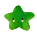 Cute soft green plush star-shaped squeaky pet toy with embroidered smiley face - Cyan Star