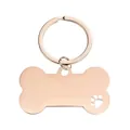 Rose gold bone-shaped stainless steel pet ID tag with hollow paw print - Rose Gold (with Ring)