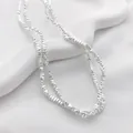 Perles d'argent irrégulières pour la fabrication de bijoux DIY collier à main - Style Perle en Pierre Plate (11#) / 2*4mm (1 Brin) / Argenté