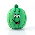 Soft plush watermelon-shaped squeaky pet toy with cute cartoon face expression - Round Watermelon
