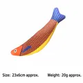 Interactive squeaky plush fish toy for dogs, durable and soft chew toy for small pets - Pacific Saury / Red