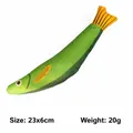 Plush green fish squeaky dog toy, durable chew toy for pets, 23x6cm size, 20g weight - Pacific Saury / Green