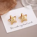 Élégantes boucles d'oreilles puces étoile plaquées or 18 carats avec fini métallique - Étoile Or (E1616-5)