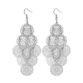 Boucles d'oreilles pendantes vintage en argent avec motif floral filigrané - Filigrane Ajouré Argent (E1781-2)