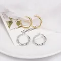 Lot de deux paires de boucles d'oreilles créoles torsadées en or et argent - Créole Torsadée Or (E2426-2)