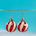 Orecchini pendenti creativi a sfera di Natale a strisce rosse e bianche per le feste - Collana