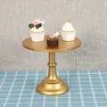 Κομψή χρυσή μεταλλική βάση για κέικ με cupcakes σε καρό τραπεζομάντιλο - Χρυσό Μεσαίο Μέγεθος 25cm