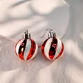 Orecchini a sfera di Natale a strisce rosse e bianche glitterate per feste e regali - Orecchini