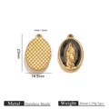 Religieuze Maagd Maria hanger van 18K verguld roestvrij staal, afmeting 23x14,5 mm - Zwart