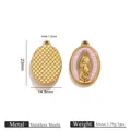 Roze emaille Guadalupe ovale hanger van roestvrij staal voor DIY sieraden maken - Roze