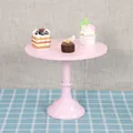 Elegant pink single-tier metal cake stand pedestal for dessert and pastry display - Tall 30cm / Pink