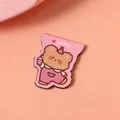 Adorable pink bear magnetic bookmark featuring a milk tea bear design for students - Approx. 3*3.8cm / Milk Tea Bear