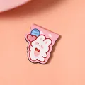 Cute cartoon bunny magnetic bookmark with heart balloon in pink, size 3x3.5cm for kids. - Approx. 3*3.8cm / Balloon