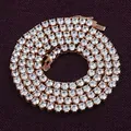Collier de tennis classique plaqué or rose avec une rangée de zircons blancs étincelants - 5mm Or Rose 24inch