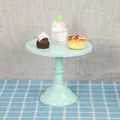 Elegant mint green single-tier metal cake stand for dessert and pastry display - Medium 25CM / Blue