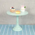 Minimalist mint green metal cake stand for dessert display on blue checkered cloth - Tall 30cm / Blue