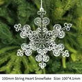 Ornement flocon de neige en acrylique transparent, pendentif de Noël 100mm - Flocon de neige de coeur 100mm / 50 Pièces / Transparent