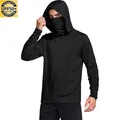 Black hooded sun protection shirt with built-in face mask and UPF50+ ice silk fabric - M / Tops / Black (DYF01-QZ4)