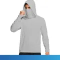 Light grey ice silk sun protection hoodie with built-in face mask and UPF 50 plus rating - M / Tops / Light Gray