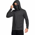 Men's dark grey ice silk sun protection hoodie UPF50+ with integrated face mask - M / Tops / Dark Gray