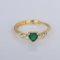 Anillo ajustable de cobre chapado en oro estilo vintage con gema verde de corazón - Abierto Ajustable / Estilo de Gema Verde Corazón (YXY-FJTR(3))