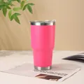 Premium vacuum insulated 30oz hot pink car tumbler with stainless steel rim and lid - 900ml/30oz / Hot Pink